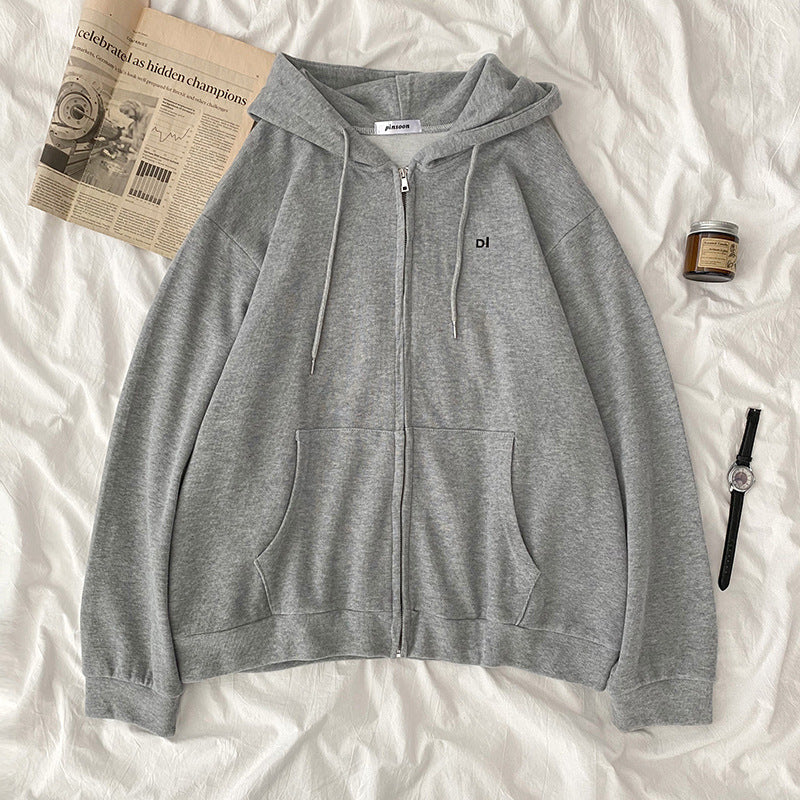 Damen lässiger Kapuzenpullover mit durchgehendem Reißverschluss und praktischen Eingrifftaschen Drune