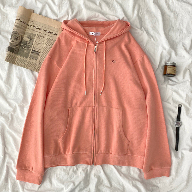 Damen lässiger Kapuzenpullover mit durchgehendem Reißverschluss und praktischen Eingrifftaschen Drune