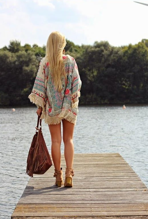 Drune | Lockere Strickjacke mit Blumenmuster