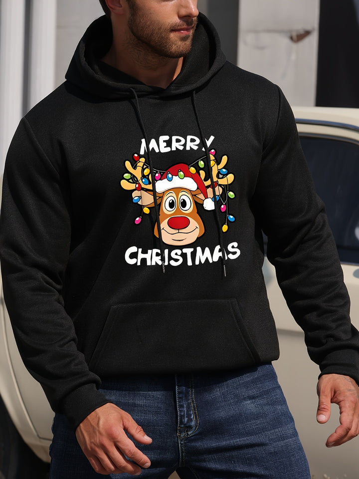 Drune | Weihnachtskapuzenpullover mit Rentierdruck Polyester Frohe Weihnachten Design