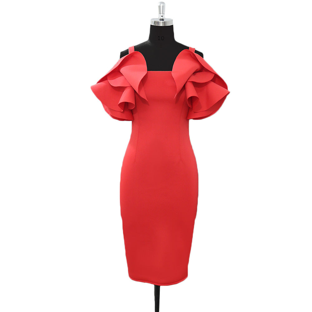 Damen Figurbetontes Rüschendes Cocktailkleid Drune