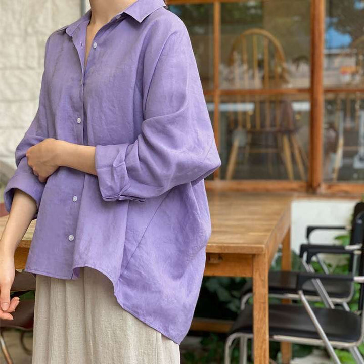 Damen lässige Leinenbluse mit oversized Schnitt Drune