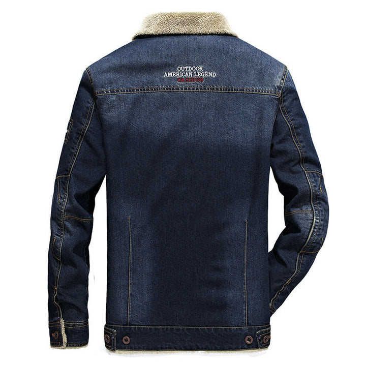 Drune | Gefütterte Jeansjacke mit Stehkragen und Knopfverschluss