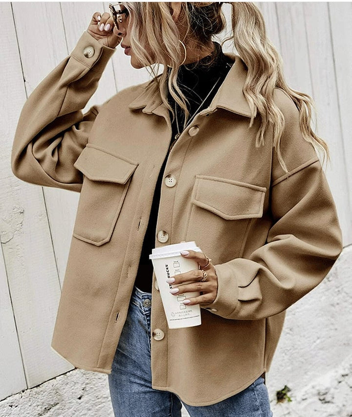 Drune | Einfaches Jackett mit Knöpfen für Frauen - dicke, solide Jacke - Frühlingsjacke