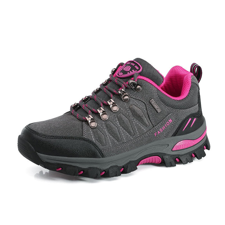 Damen nan atmungsaktiver Low-Cut-Trekkingschuh mit Metallösen, verstärkter Zehenkappe und griffiger Multiterrain-Sohle Drune