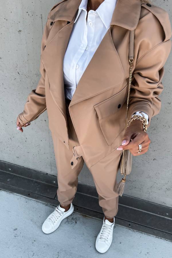 Drune | Leder Revers Taschen Britischer Stil Kurzjacke