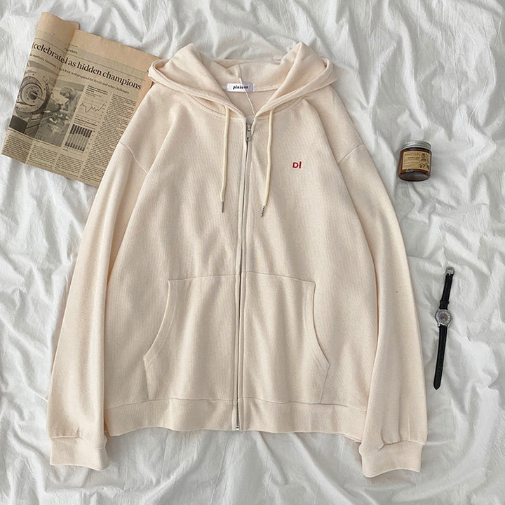 Damen lässiger Kapuzenpullover mit durchgehendem Reißverschluss und praktischen Eingrifftaschen Drune