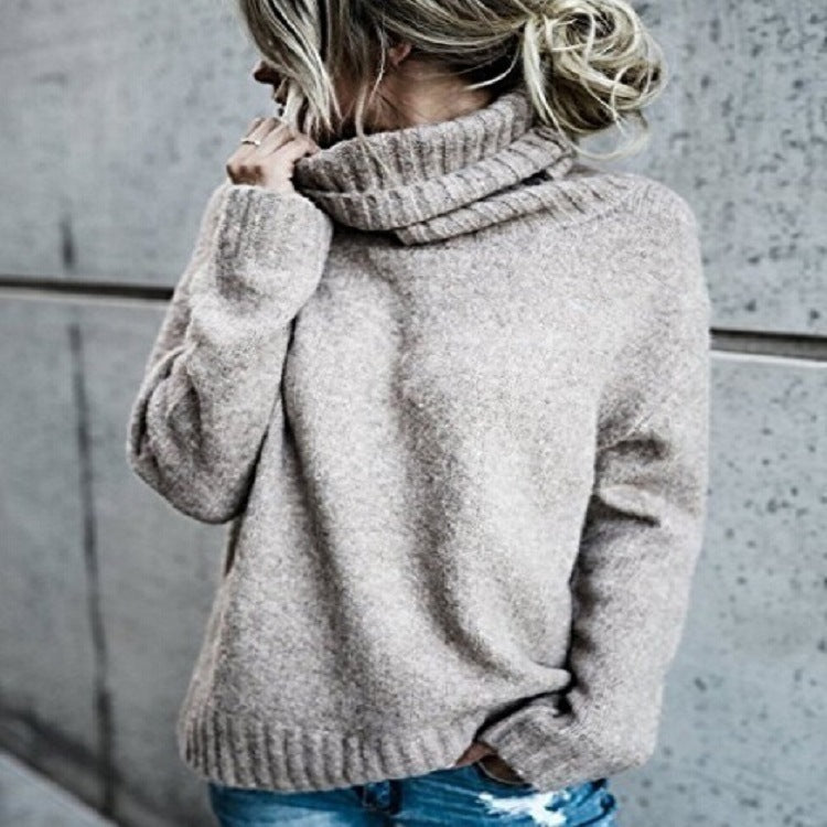 Damen Grobstrickpullover mit hohem Kragen und lässigem Schnitt Drune