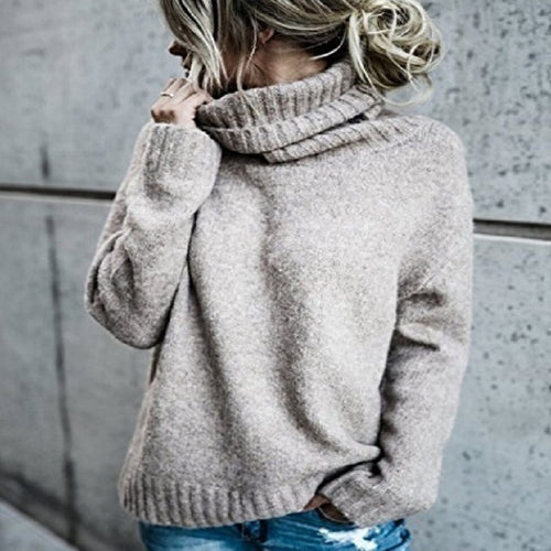 Damen Grobstrickpullover mit hohem Kragen und lässigem Schnitt Drune