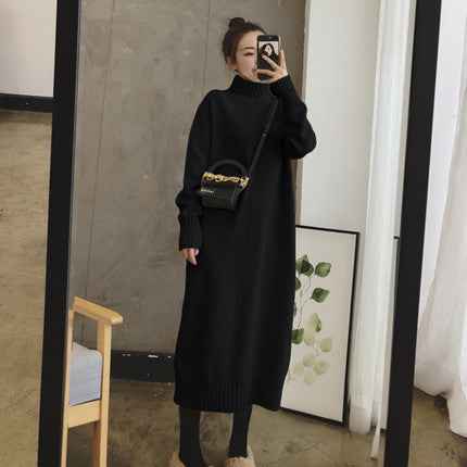 Damen Strickkleid mit hohem Kragen und eleganten Rippenbündchen Drune