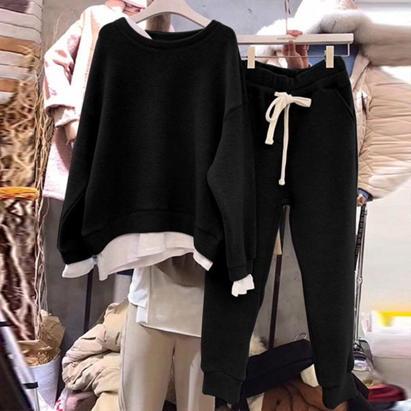 Damen gemütliches Freizeitsport-Set mit Oversized-Pullover und lässigen Jogginghosen Drune