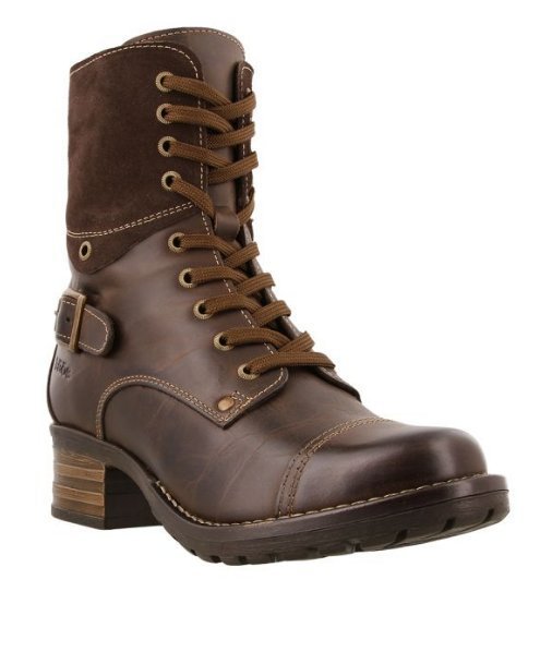 Damen nan knöchelhohe Schnürstiefel mit Velourskragen, dekorativer Schnalle und dämpfender Profilsohle Drune