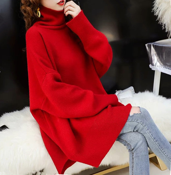 Damen Grobstrick Pullover mit hohem Kragen und lässigem Schnitt Drune