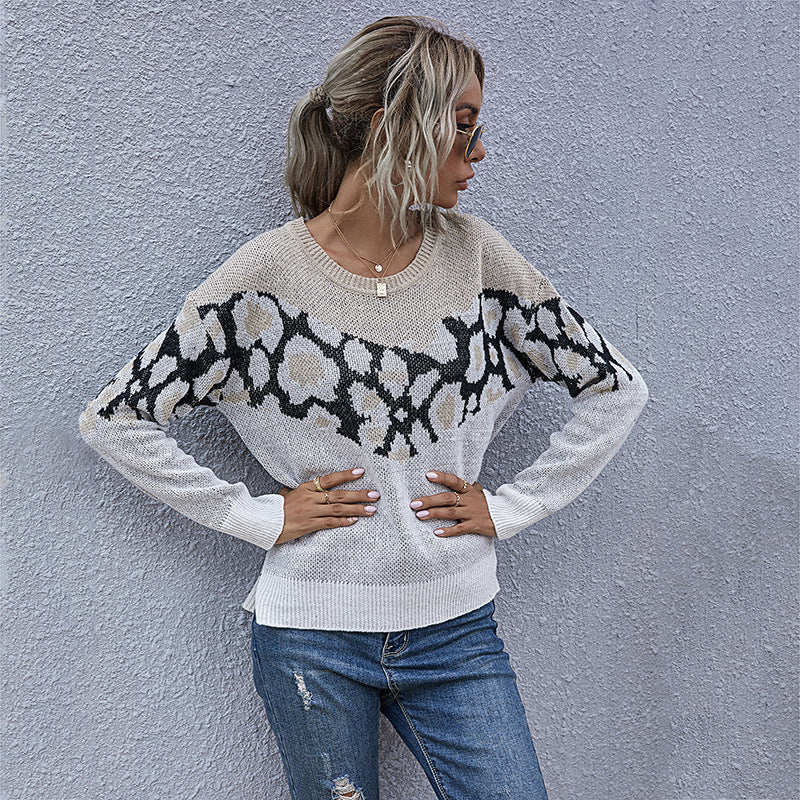 Damen modischer Strickpullover mit animalistischem Muster und lässigem Schnitt Drune