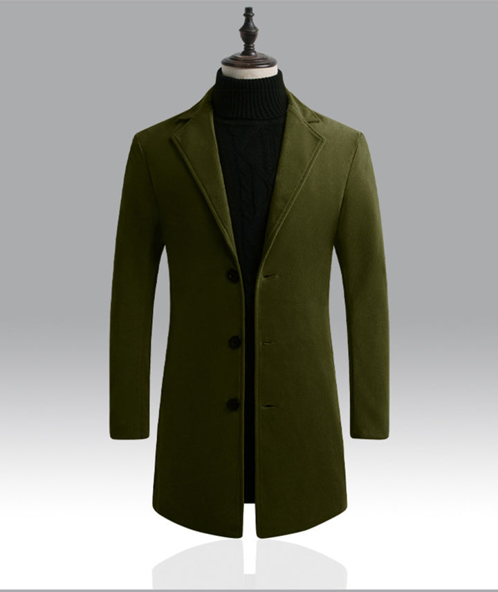 Herren nan schlanker Kurzmantel mit Stehkragen und eleganter Knopfleiste Drune