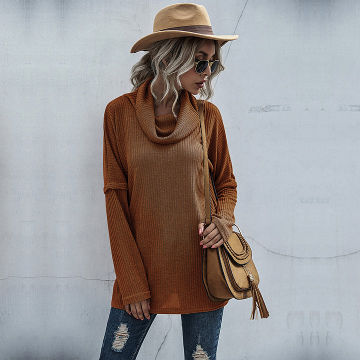 Damen lässiger Pullover mit weitem Kragen und strukturiertem Design Drune