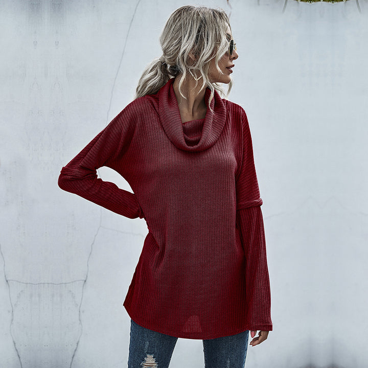 Damen lässiger Pullover mit weitem Kragen und strukturiertem Design Drune