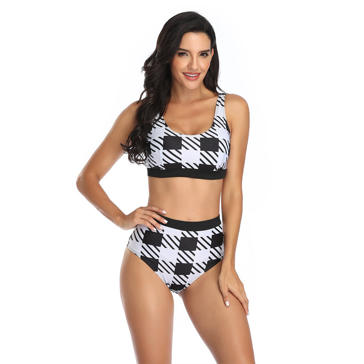 Damen Sportliches Bikiniset mit hohem Bund und modischem Camouflage-Muster Drune