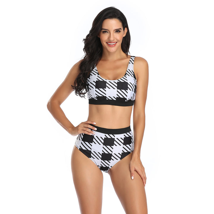 Damen Sportliches Bikiniset mit hohem Bund und modischem Camouflage-Muster Drune