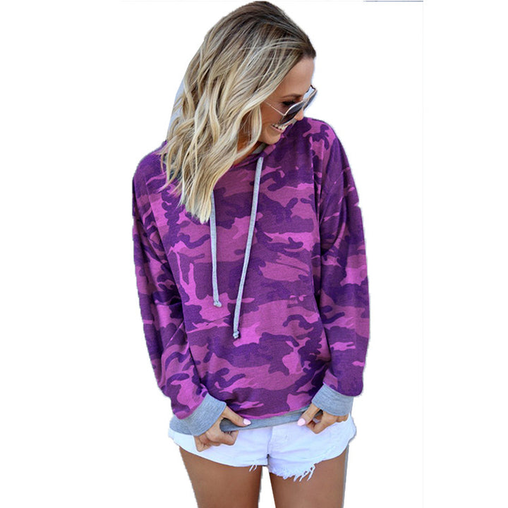 Damen lässiger Pullover mit Camouflage-Muster und praktischem Kapuzendesign Drune