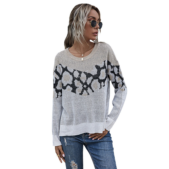 Damen modischer Strickpullover mit animalistischem Muster und lässigem Schnitt Drune
