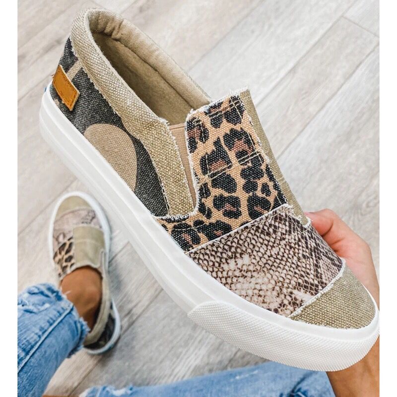 Damen modische Slip-On Sneakers mit unterschiedlichen Tiermustern Drune