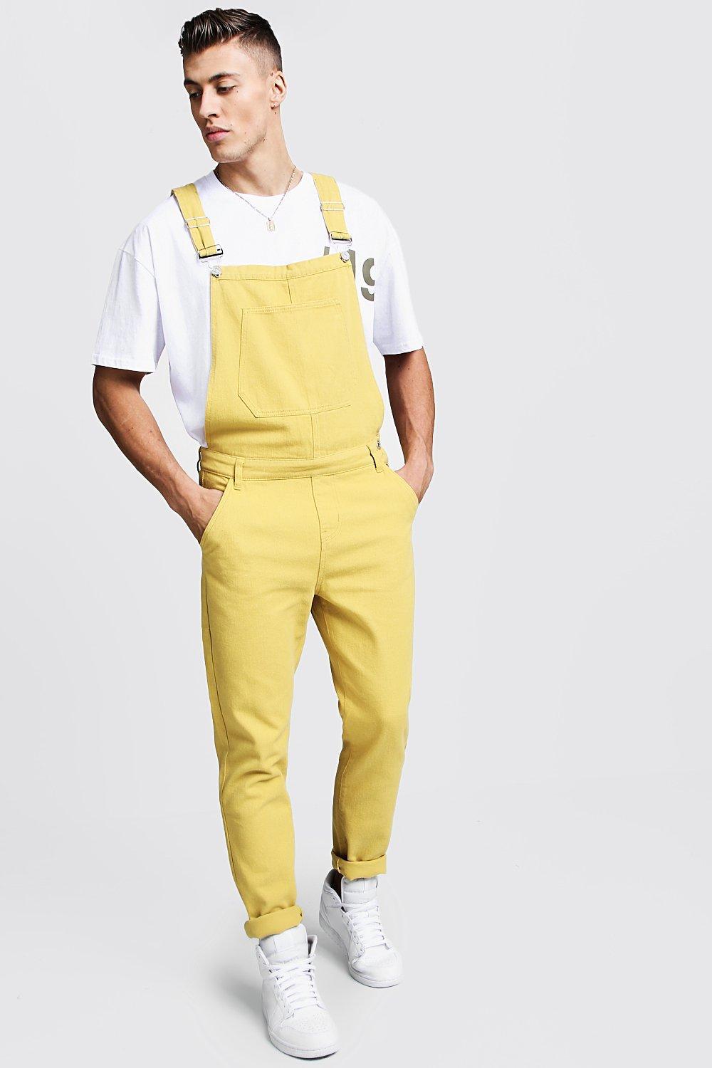 Drune Herren Denim-Latzhose mit Taschen und verstellbaren Trägern