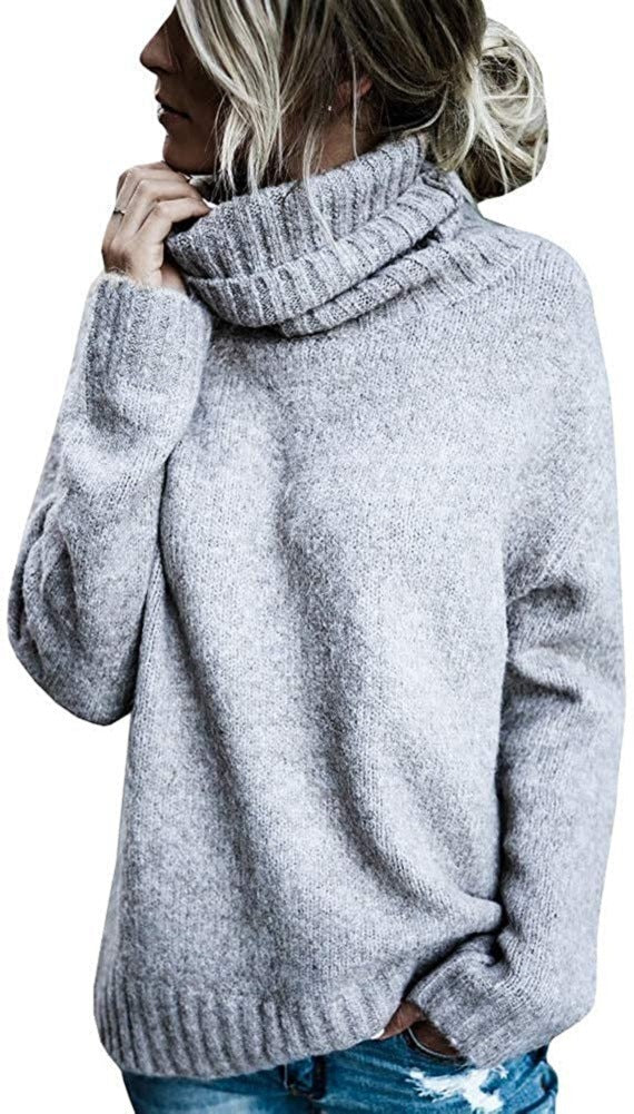 Damen Grobstrickpullover mit hohem Kragen und lässigem Schnitt Drune