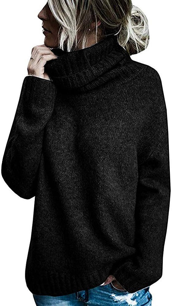 Damen Grobstrickpullover mit hohem Kragen und lässigem Schnitt Drune