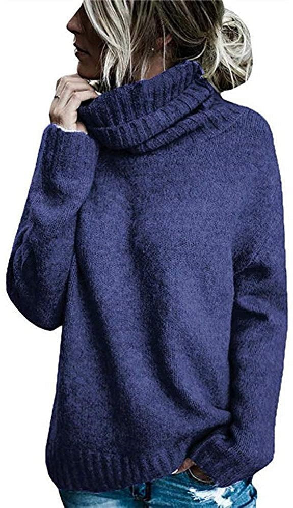 Damen Grobstrickpullover mit hohem Kragen und lässigem Schnitt Drune