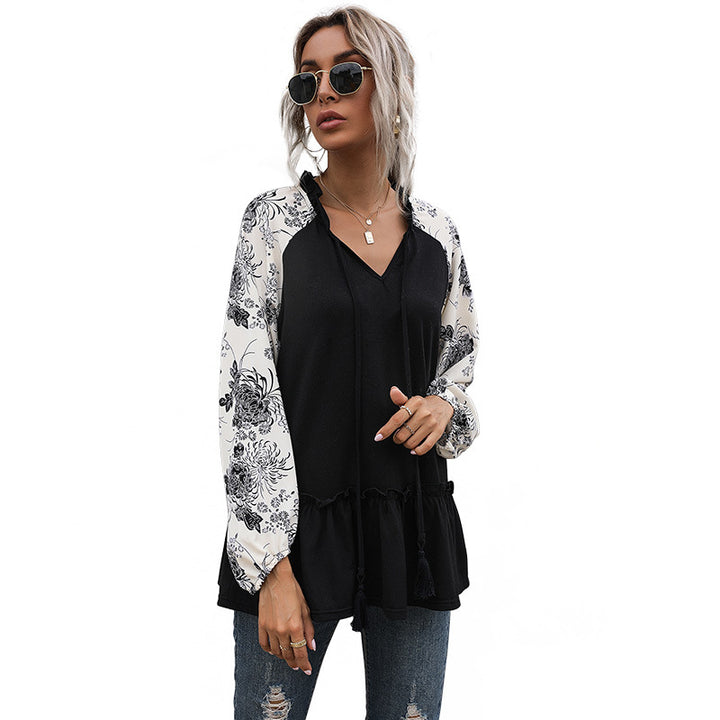 Damen Kapuzenpullover mit floralem Design und peplum Schnitt Drune