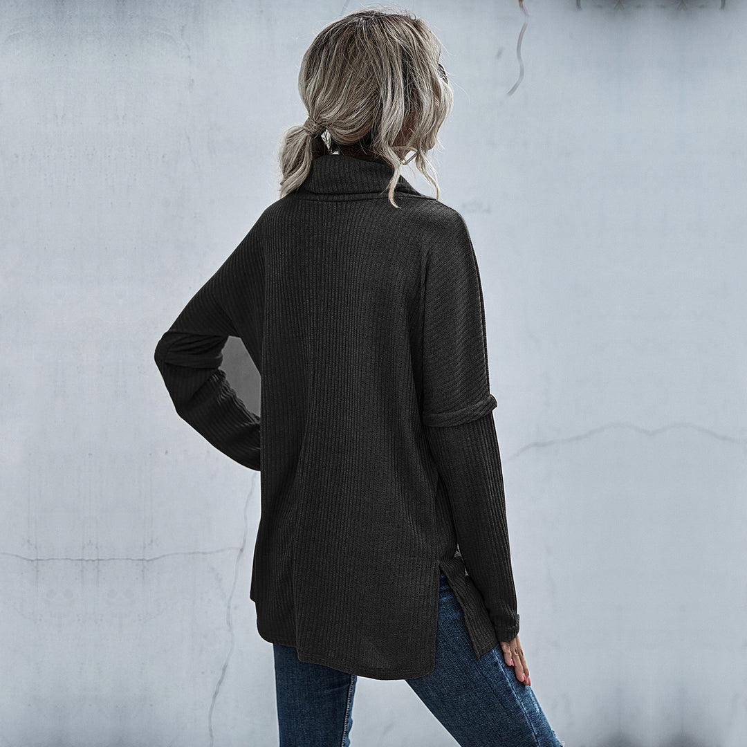 Damen lässiger Pullover mit weitem Kragen und strukturiertem Design Drune