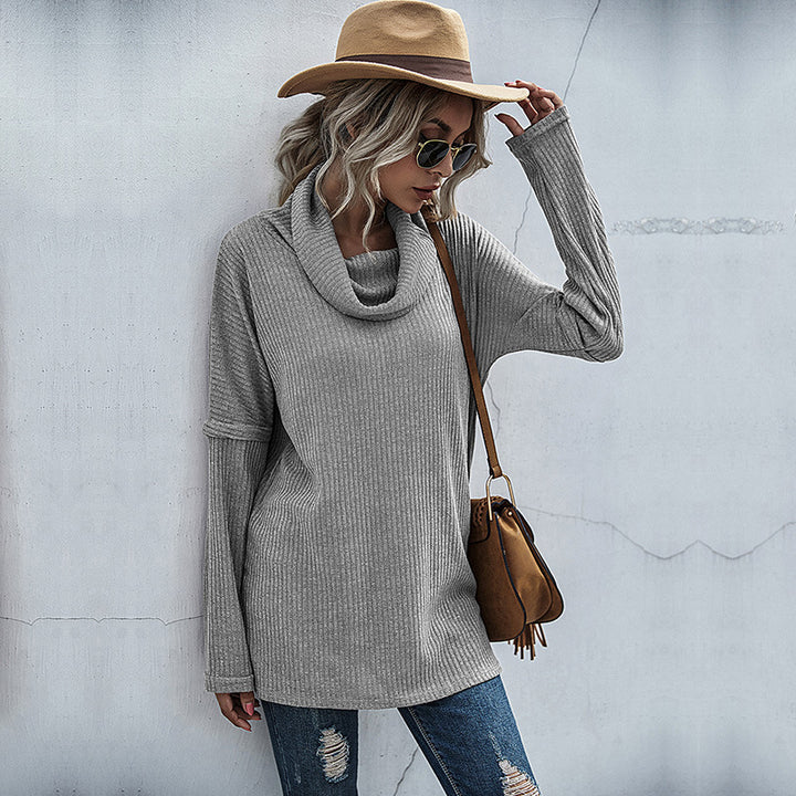 Damen lässiger Pullover mit weitem Kragen und strukturiertem Design Drune