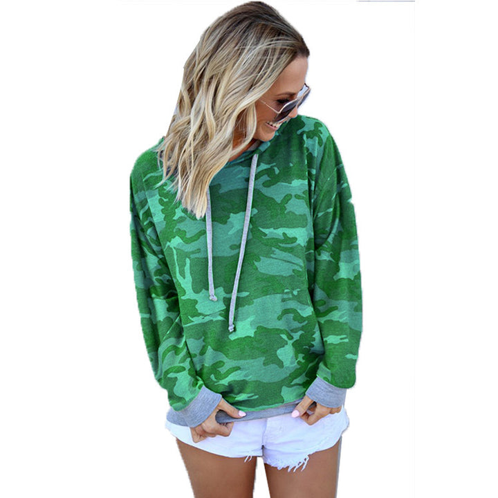 Damen lässiger Pullover mit Camouflage-Muster und praktischem Kapuzendesign Drune