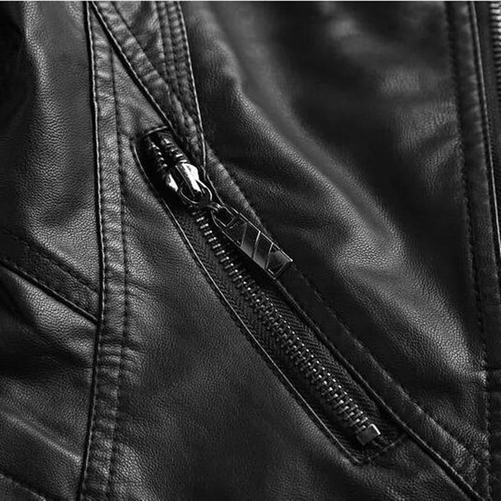 Drune | Damen Slim Fit PU-Lederjacke mit Reißverschlussnähten