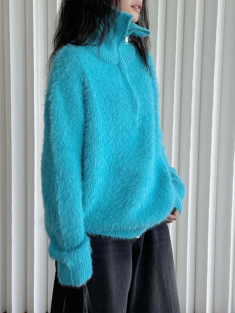 Drune | Flauschiger Pullover mit Reißverschluss