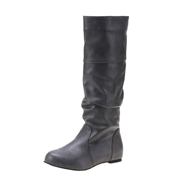 Damen elegante Stiefel mit modernem Falten-Design und komfortablem Blockabsatz Drune