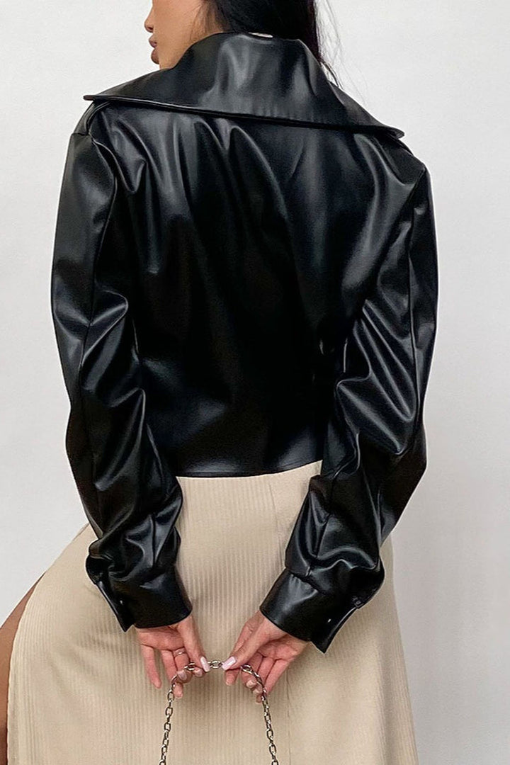 Drune | Kragen Leder Bikerjacke