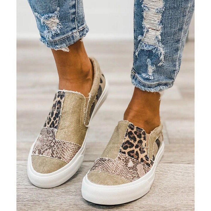 Damen modische Slip-On Sneakers mit unterschiedlichen Tiermustern Drune