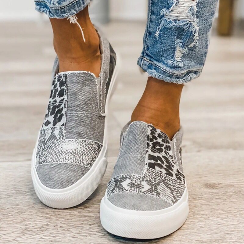 Damen modische Slip-On Sneakers mit unterschiedlichen Tiermustern Drune
