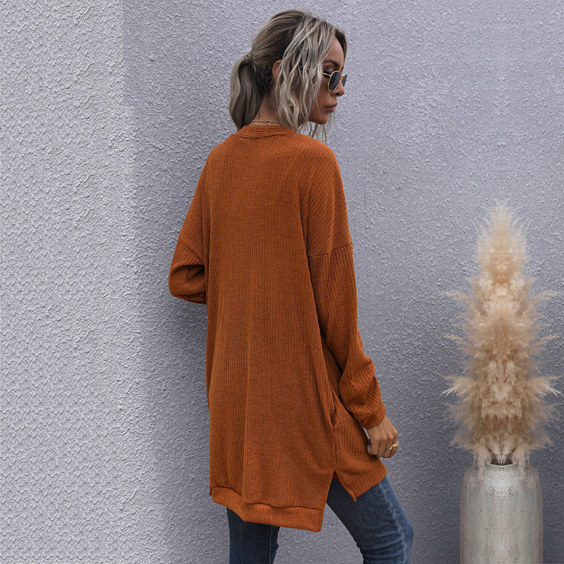 Damen Strickjacke mit lässigem Schnitt und elegantem V-Ausschnitt Drune
