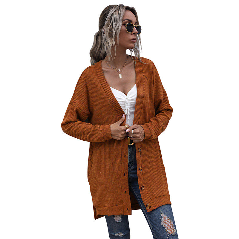 Damen Strickjacke mit lässigem Schnitt und elegantem V-Ausschnitt Drune