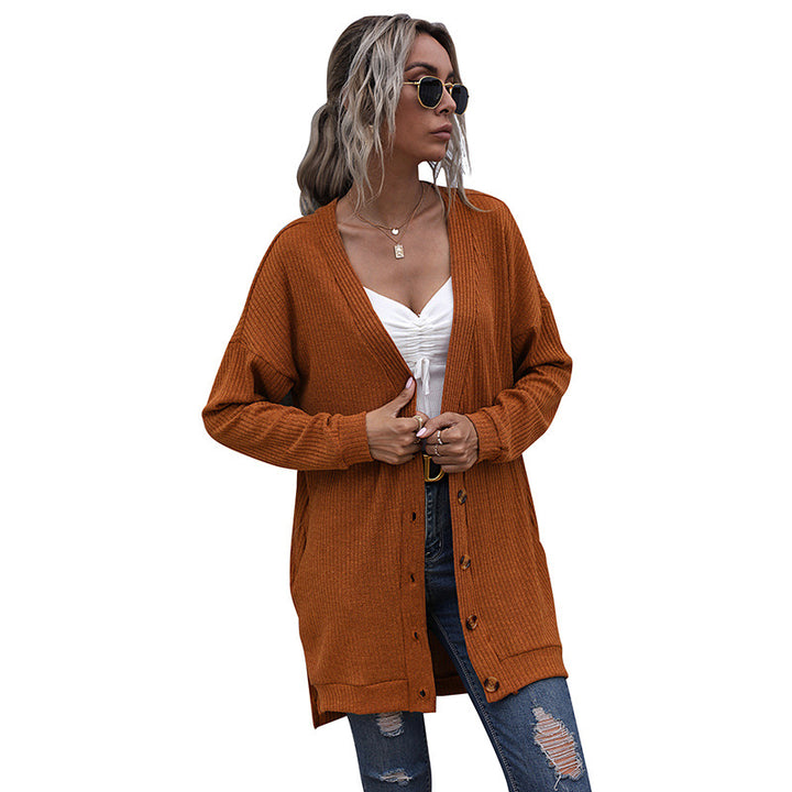 Damen Strickjacke mit lässigem Schnitt und elegantem V-Ausschnitt Drune