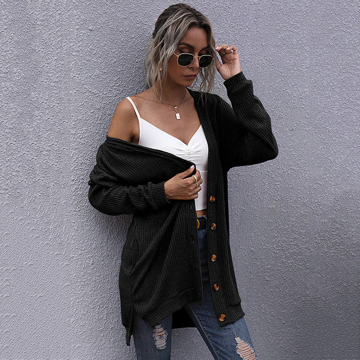 Damen Strickjacke mit lässigem Schnitt und elegantem V-Ausschnitt Drune
