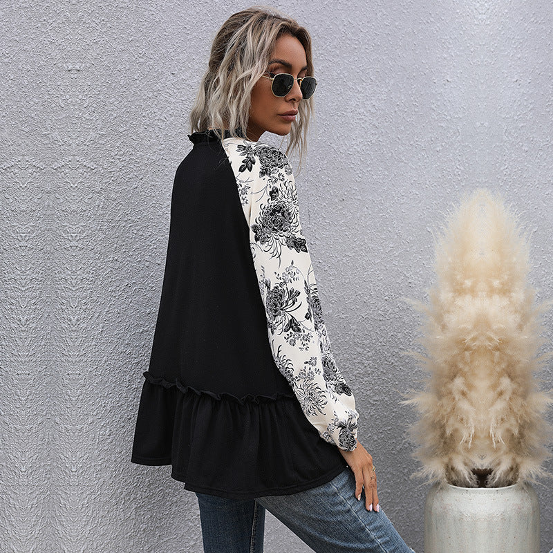 Damen Kapuzenpullover mit floralem Design und peplum Schnitt Drune