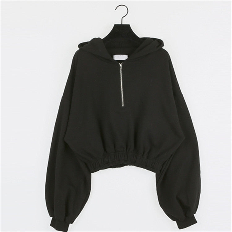 Damen cropped Sweatshirt mit Reißverschluss Drune