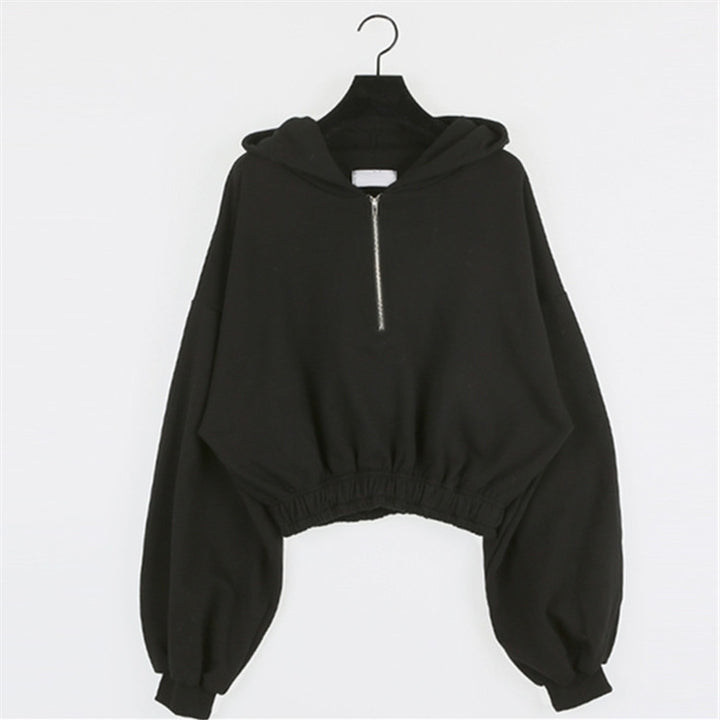 Damen cropped Sweatshirt mit Reißverschluss Drune