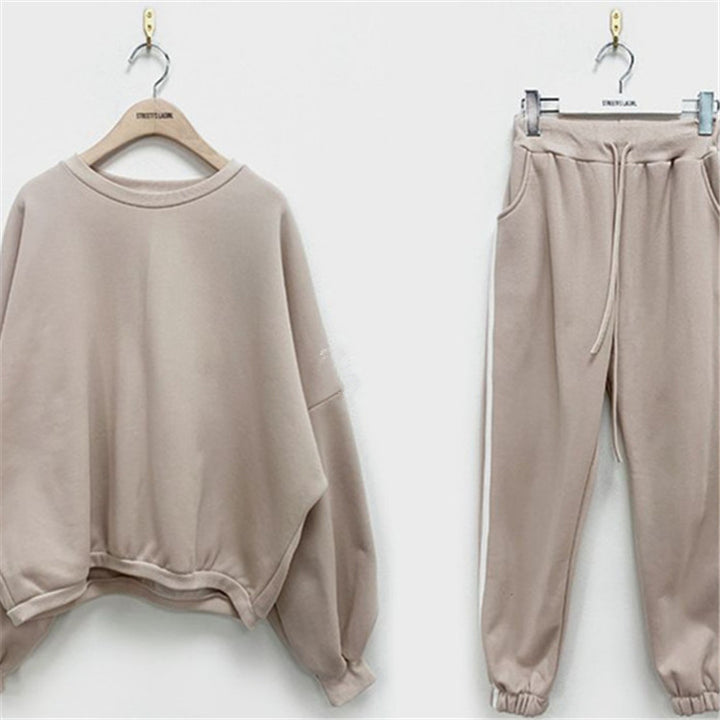Damen gemütliches Freizeit-Set mit oversized Pullover und Jogginghose Drune