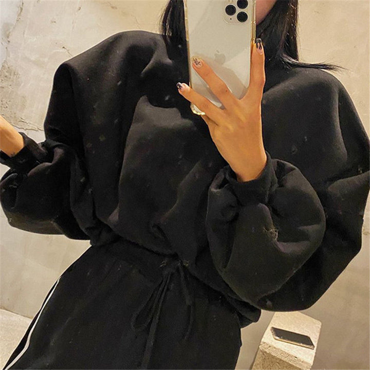 Damen gemütliches Freizeit-Set mit oversized Pullover und Jogginghose Drune