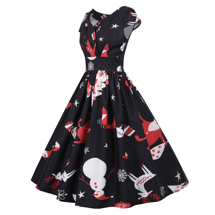 Damen Swingkleid mit festlichem Motiv und schwingendem Rock Drune